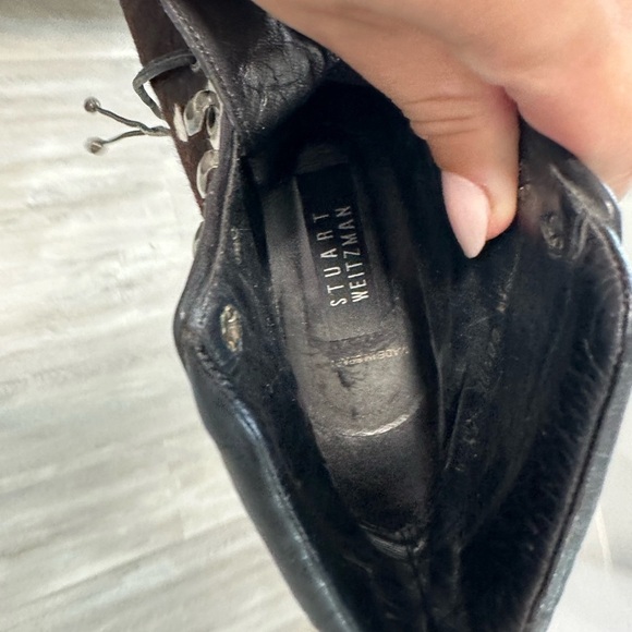 Stuart Weitzman Spanish Crafted Cowhide Lace-Up Ankle Boots Ladies Size 4W - Picture 9 of 13